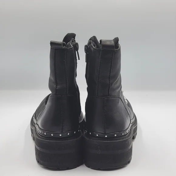 Steve Madden Women's Size 6.5 Combat Boots Black Leather & Faux Fur Rainier Moto - Picture 3 of 9